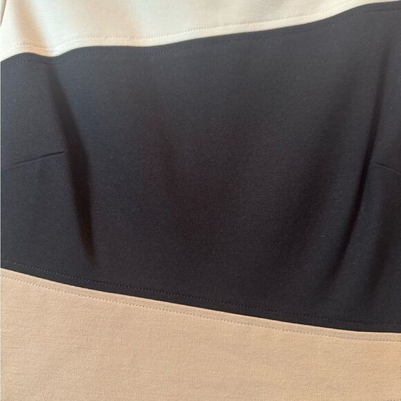 Elegant Black and Cream Dress work business stretchy fitted 6 - Picture 2 of 9